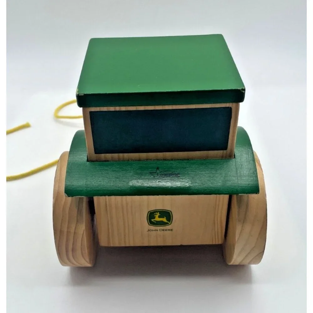 Wooden John Deere Tractor Pull Toy Learning Curve Collectible or Decor